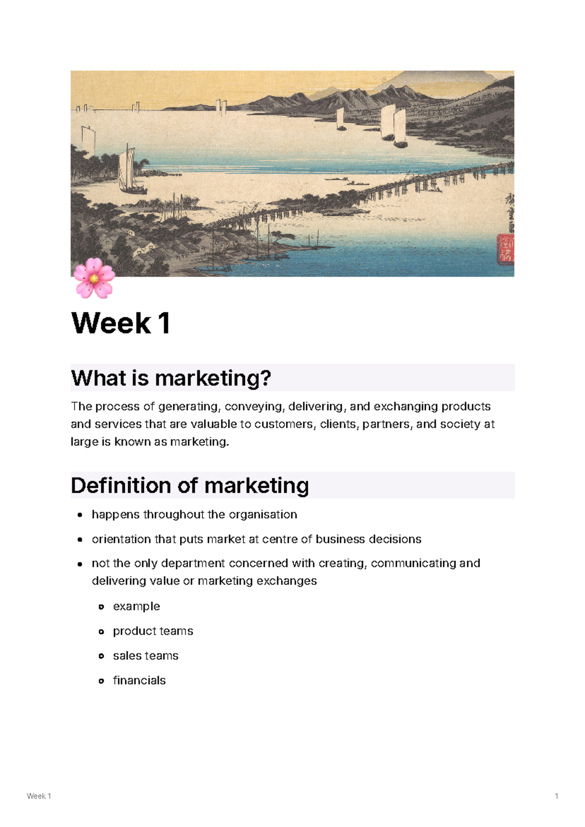 MKTG101 Week 1 Lecture Notes: Introduction to Marketing Concepts - Studocu