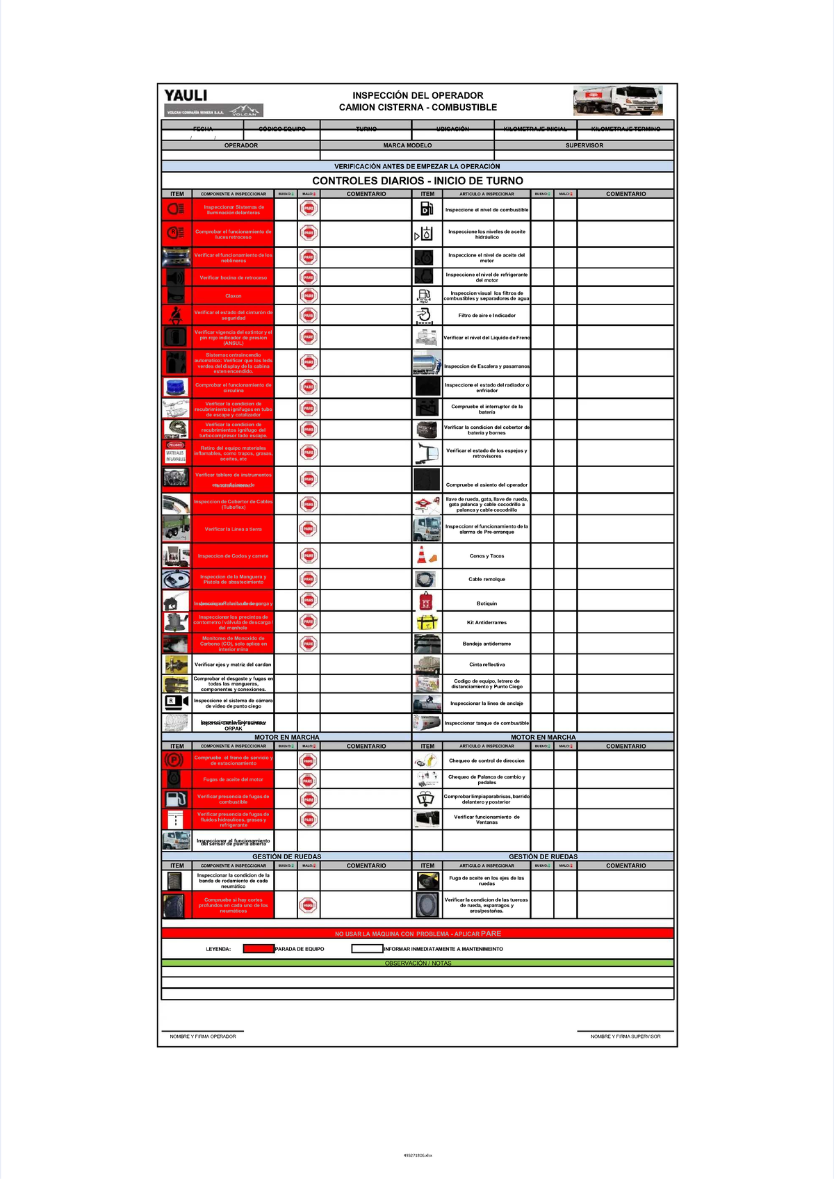 Checklist de Inspección para Camión Cisterna de Combustible - Document Preview