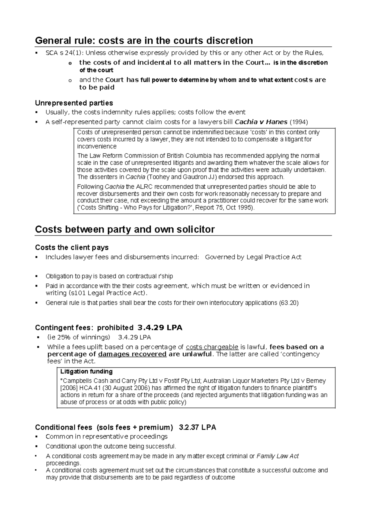 SCA Costs Discretion: Understanding Court Rules and Indemnity - Studocu