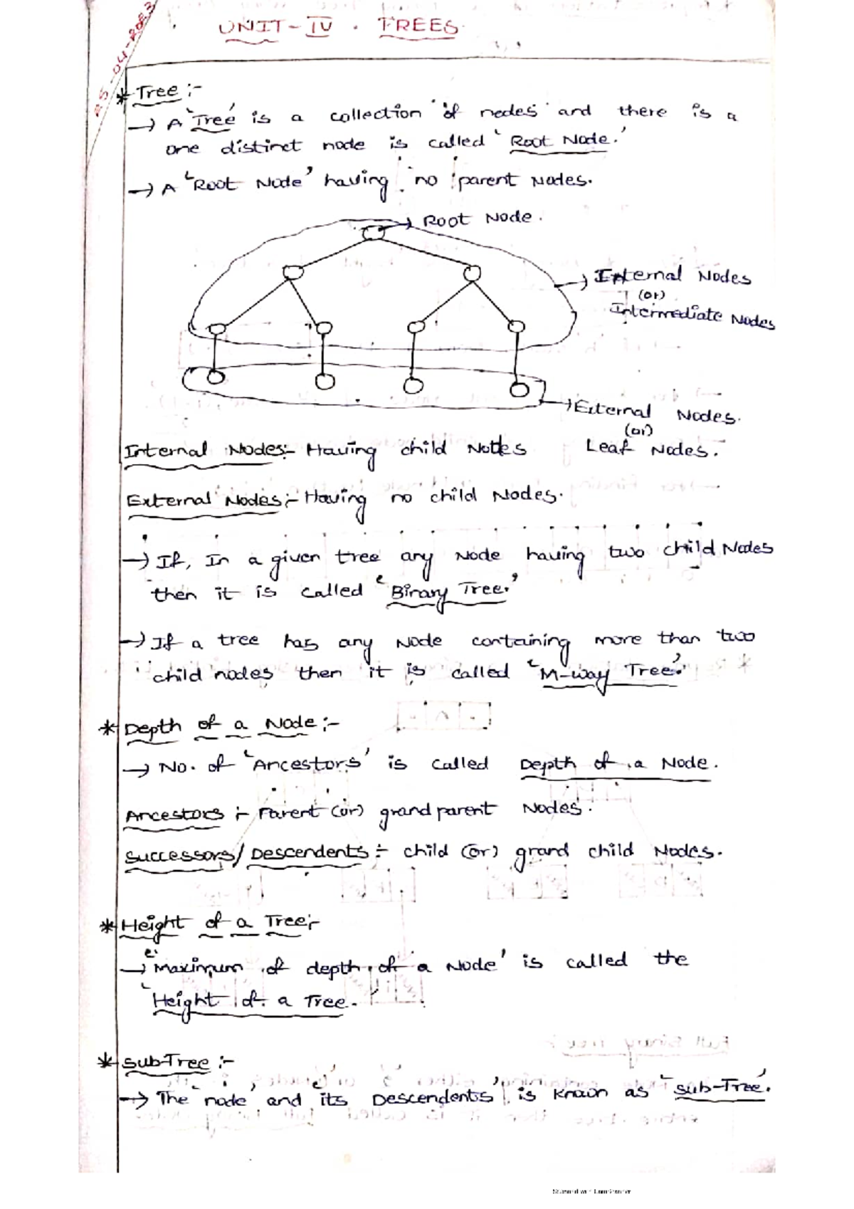 Unit IV & V - Tree Structures and Binary Search Trees Notes - Studocu