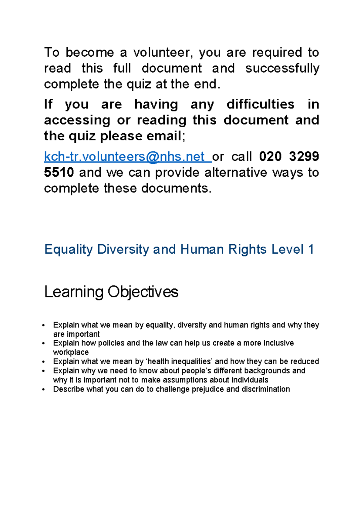 Equality Diversity and Human Rights Level 1 Final With Link - To become ...