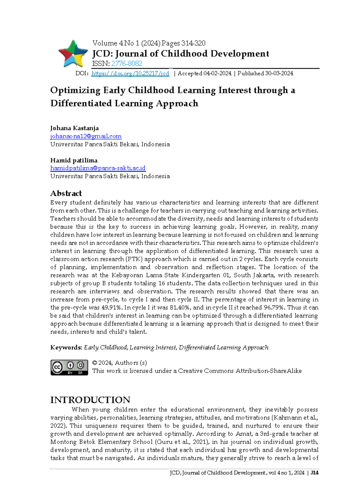 Optimizing Early Childhood Learning Interest: A Differentiated Approach ...