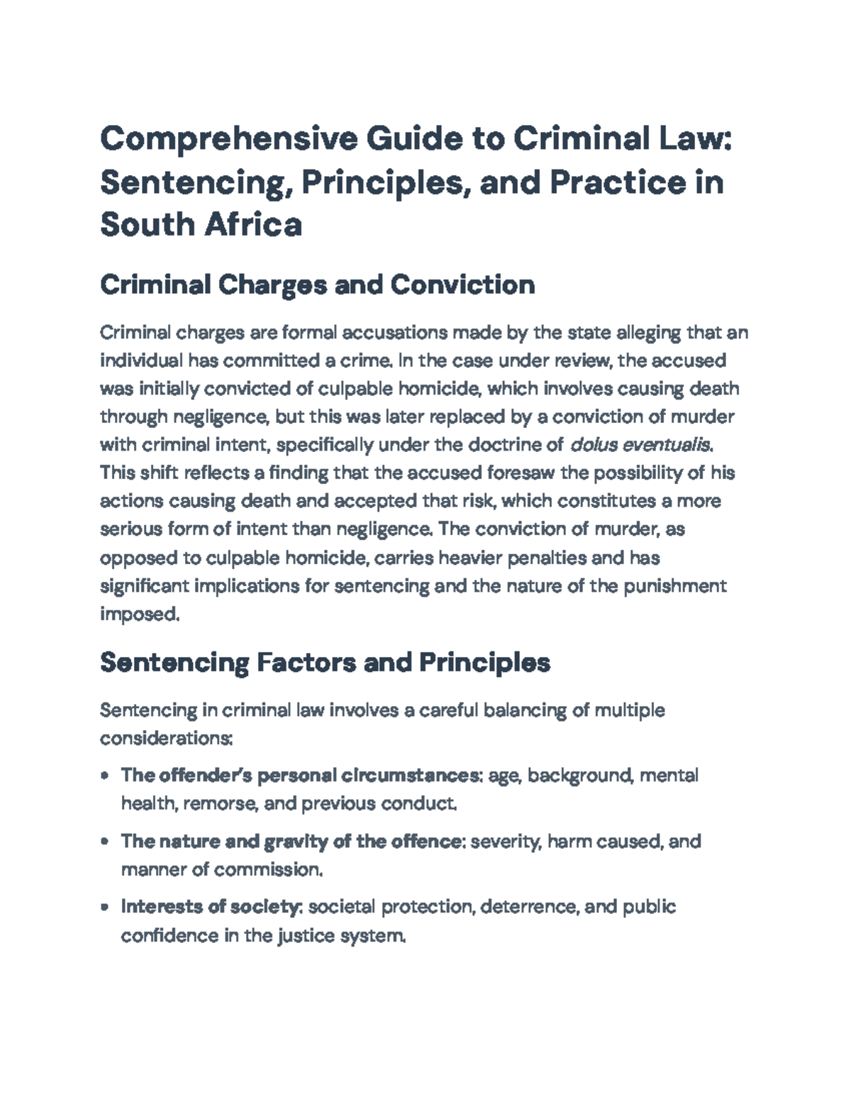 Comprehensive Guide to Criminal Law: Sentencing Principles in SA ...