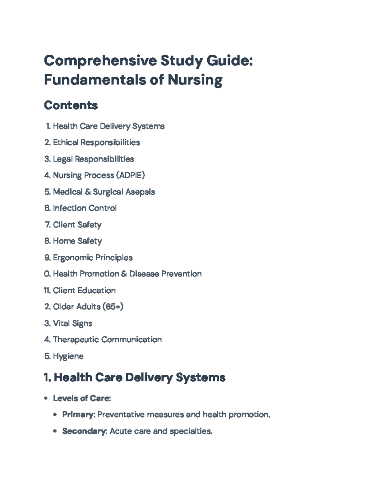 NCLEX Study Guide: Key Concepts in Nursing Fundamentals (NUR 101) - Studocu