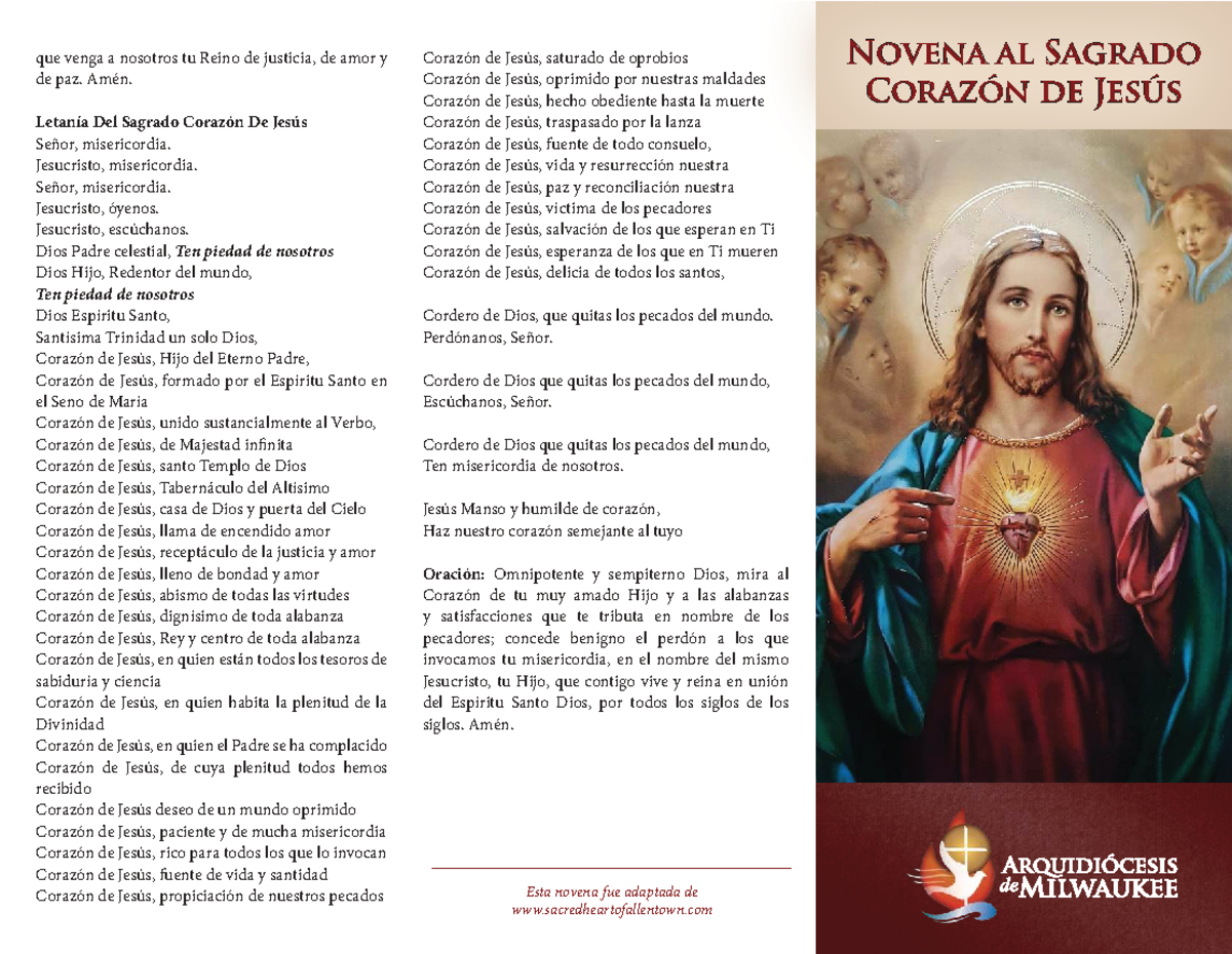 Novena al Sagrado Corazón de Jesús - Adaptación y Oraciones - Studocu