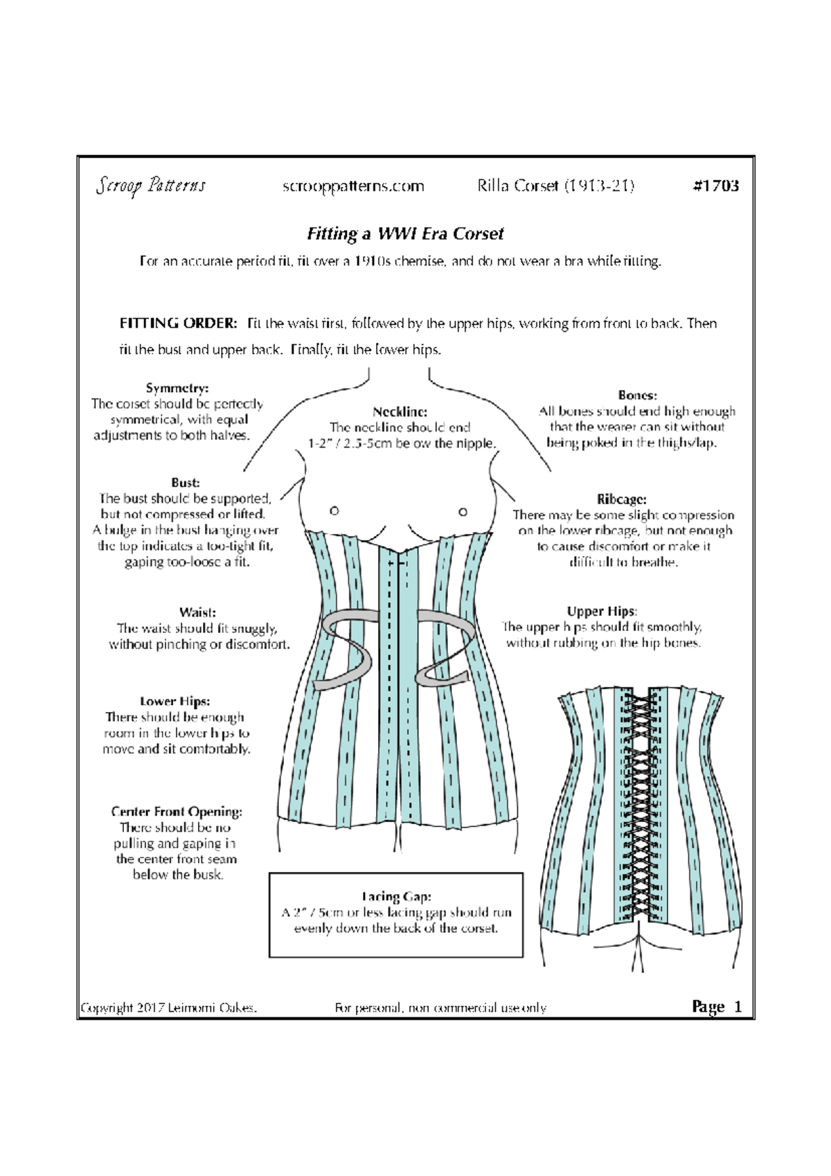 Scroop 1703 Rilla Corset Fitting Instructions - HIST4173 - Scroop Patt ...