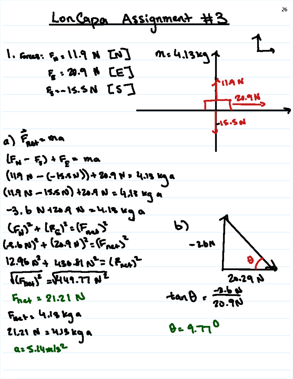 Lon Capa 3 - Work for assignment 3 - 26 LonCapa Assignment 1. Forces: N ...