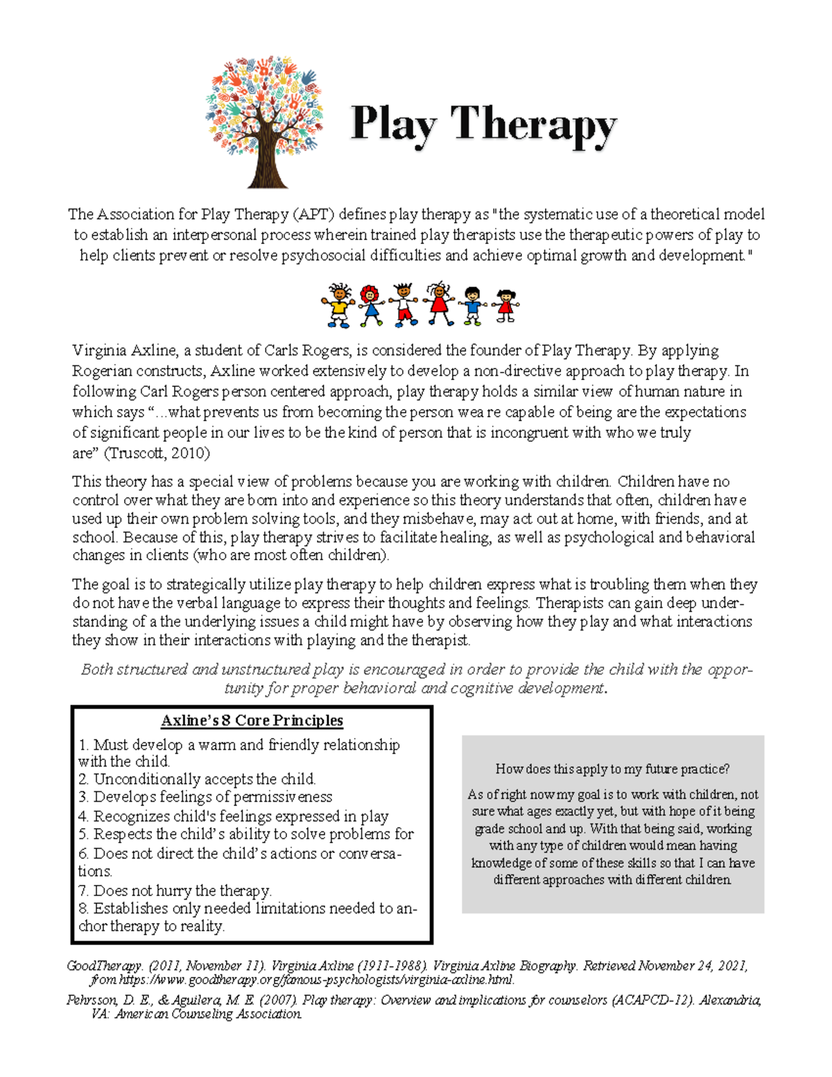 Play Therapy Theory Review - Concepts and Core Principles - Studocu