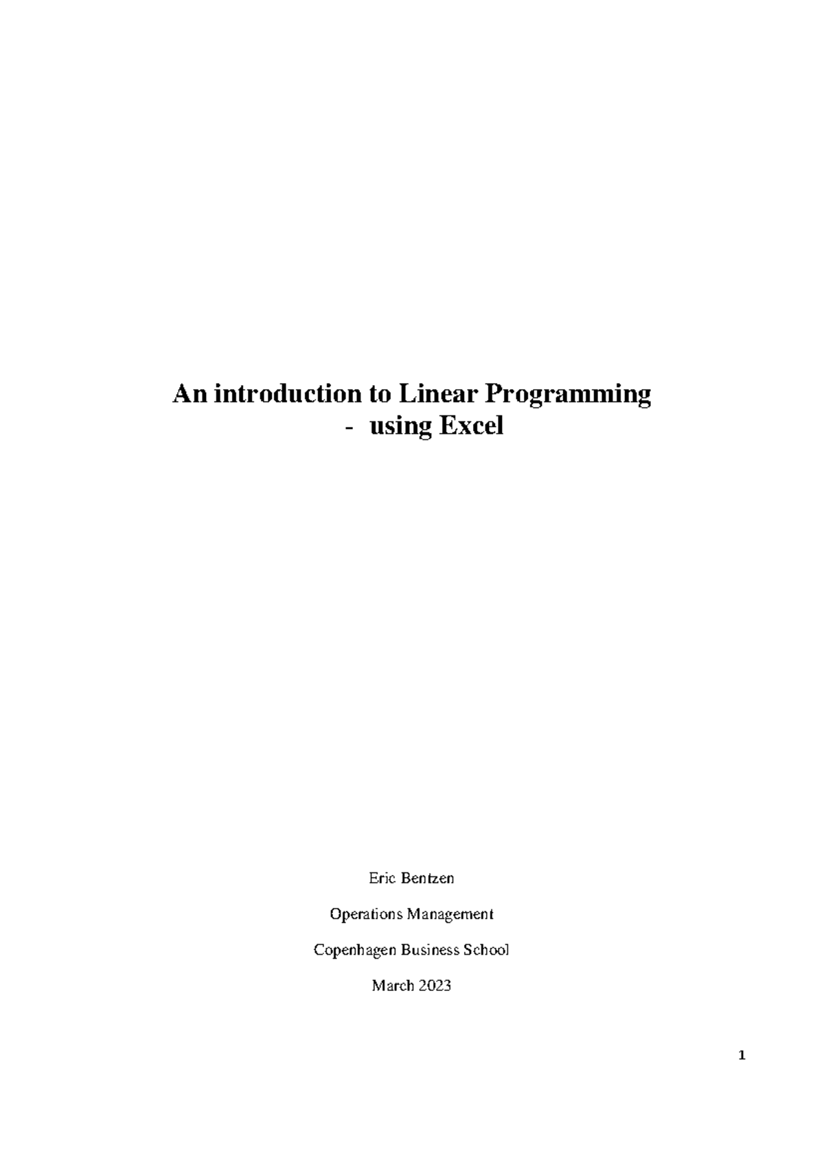 Lineær Programmering med Excel - 16F Operations Management Noter - Studocu