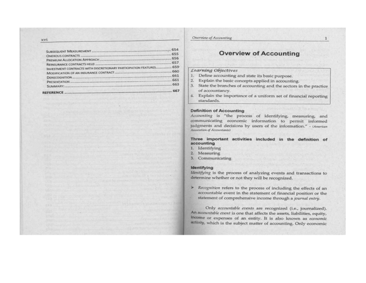 CFAS Chapters 1-2 Summary and Key Concepts - xvi Overview of Accounting ...