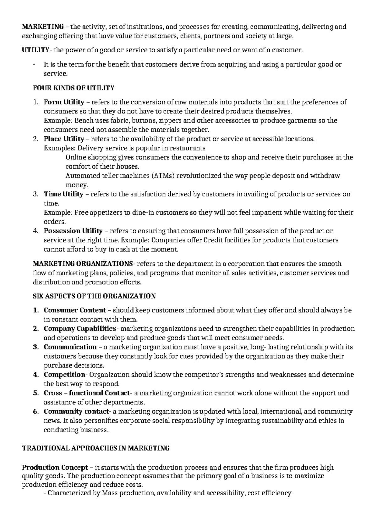 Marketing Concepts and Strategies - Notes (MKT 101) - Studocu