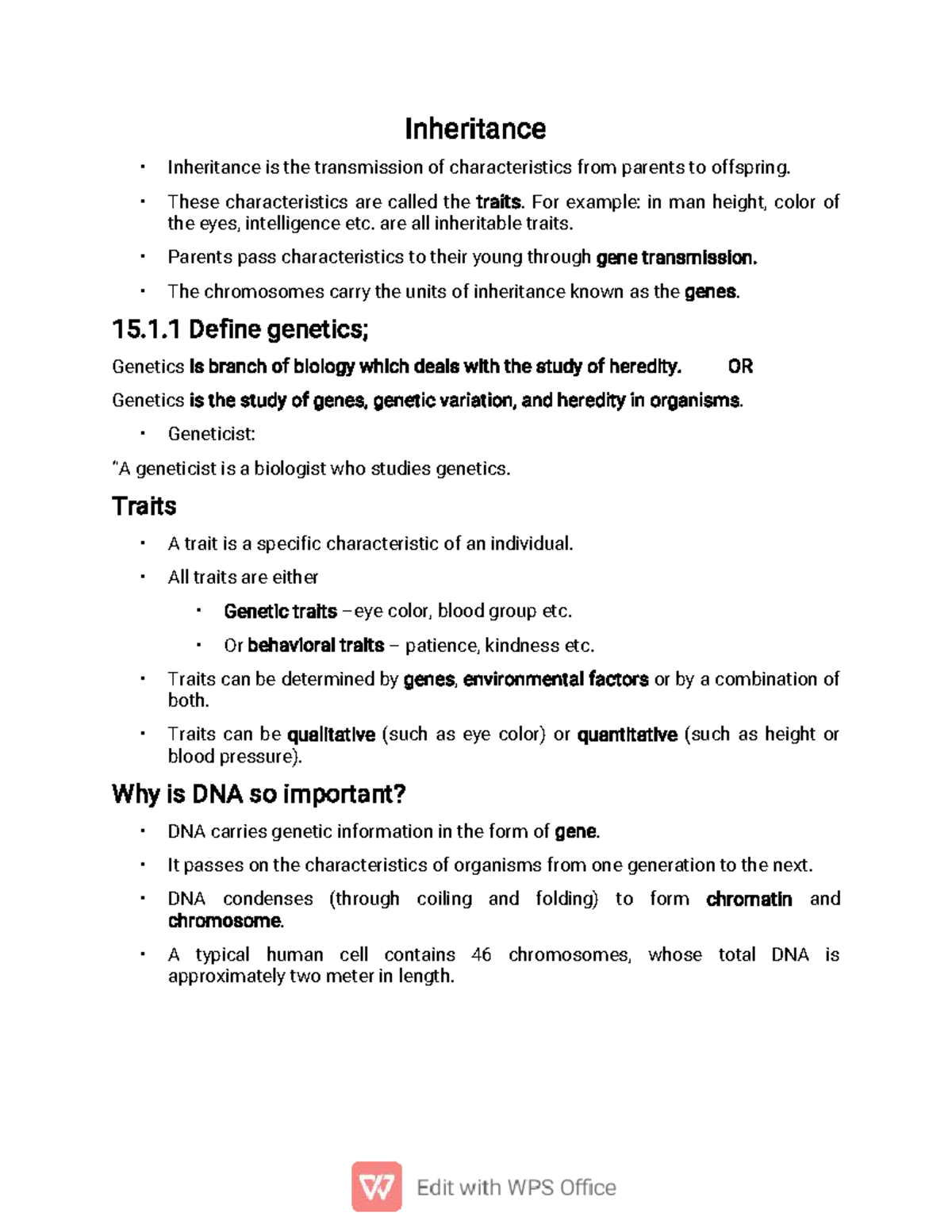DNA and Inheritance: Key Concepts for Board Exams - Studocu
