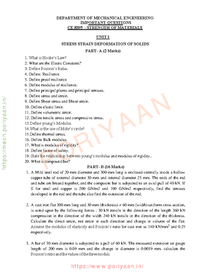 CE3491 Strength of materials syllabus and course objectives - Studocu