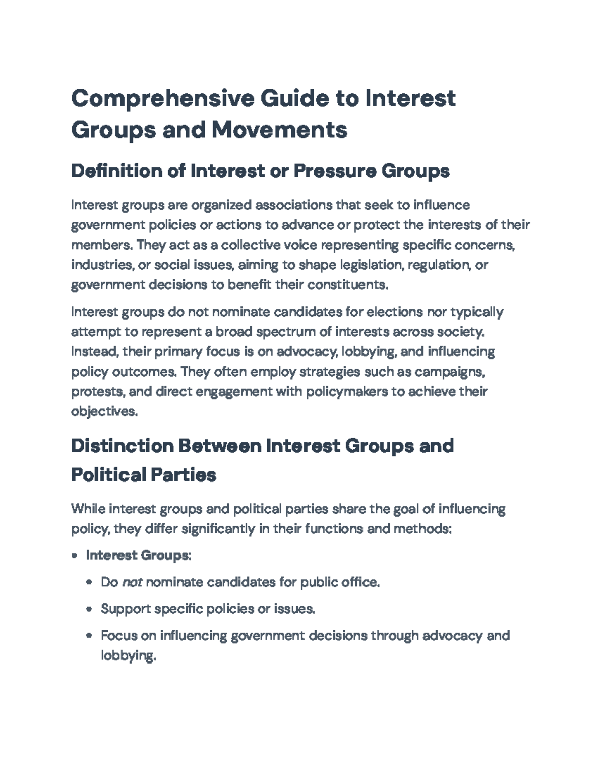 Comprehensive Guide to Interest Groups & Social Movements (POL 101 ...