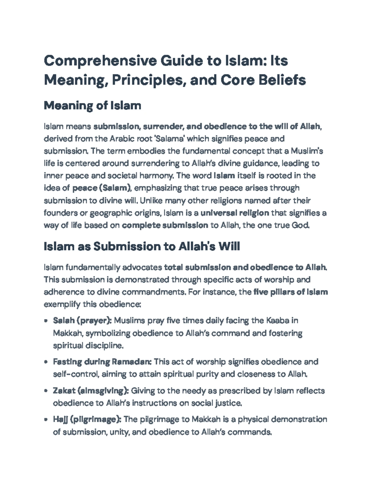 Comprehensive Overview of Hadith & Sunnah Practices in Islam - Studocu
