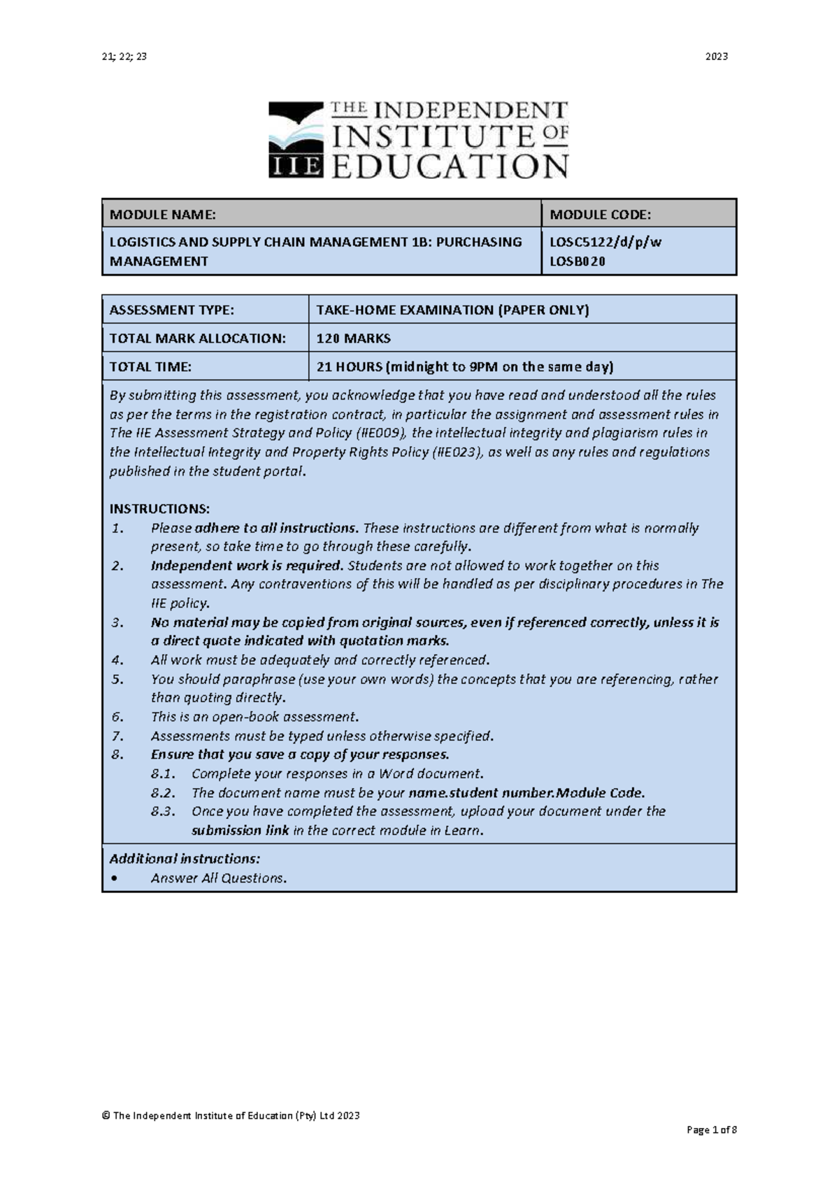 Logistics and Supply Chain Management Exam Notes - LOSB020 - Studocu