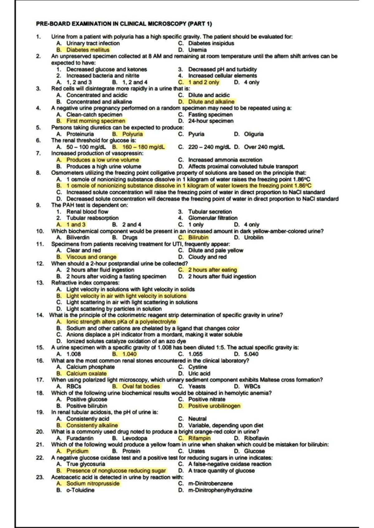 CM - Clinical Microscopy Examination Questions and Answers (Part 1 ...