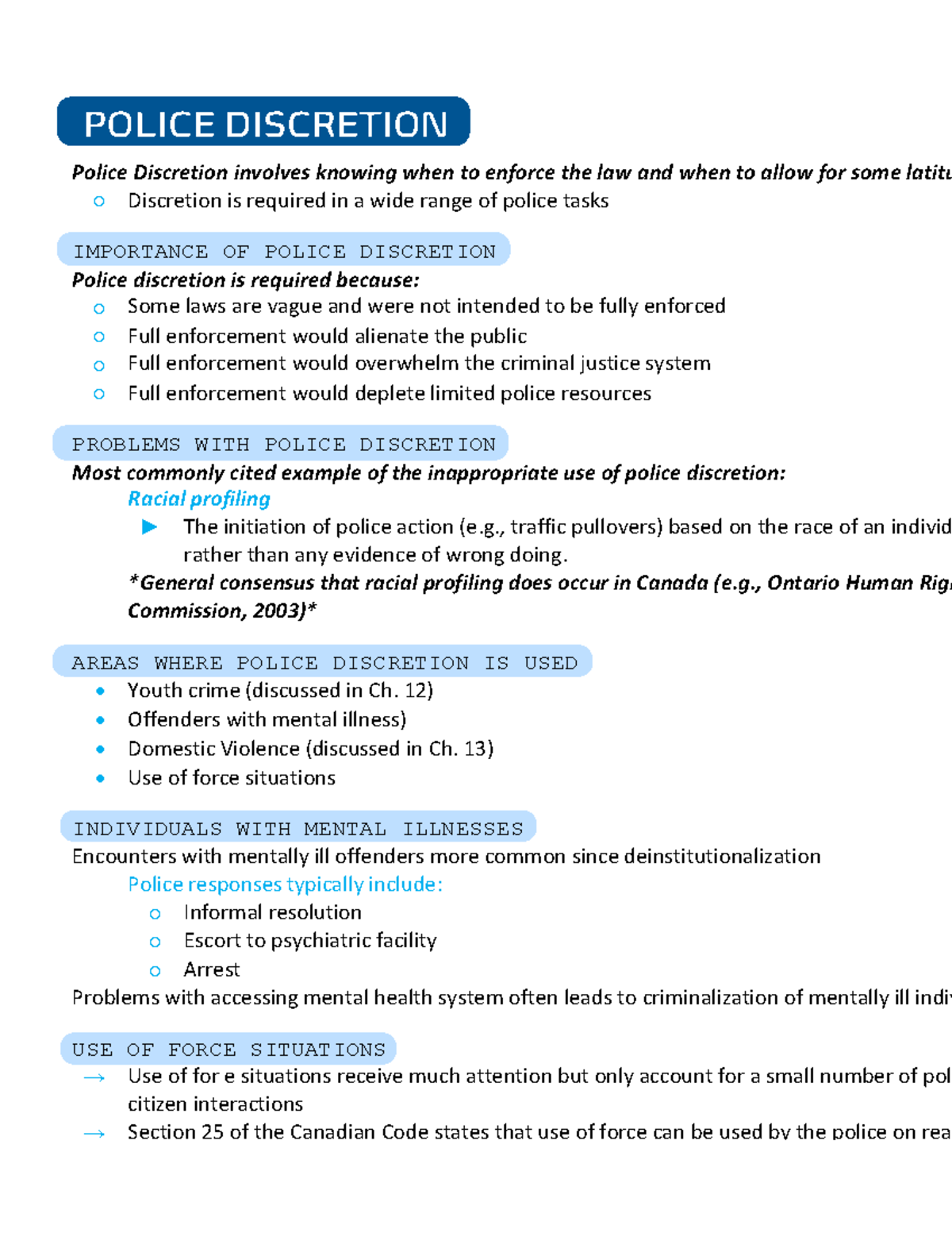 Police Discretion - Lecture notes Chapter 2 - Police Discretion ...