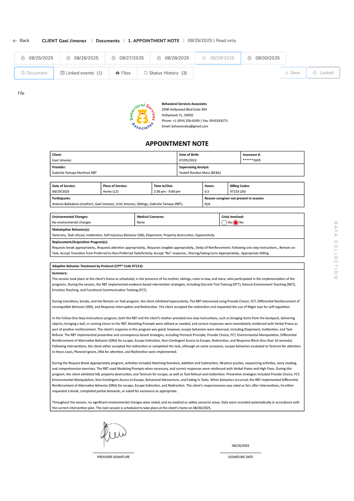 Appointment Note for Gael Jimenez - Behavioral Services - Studocu