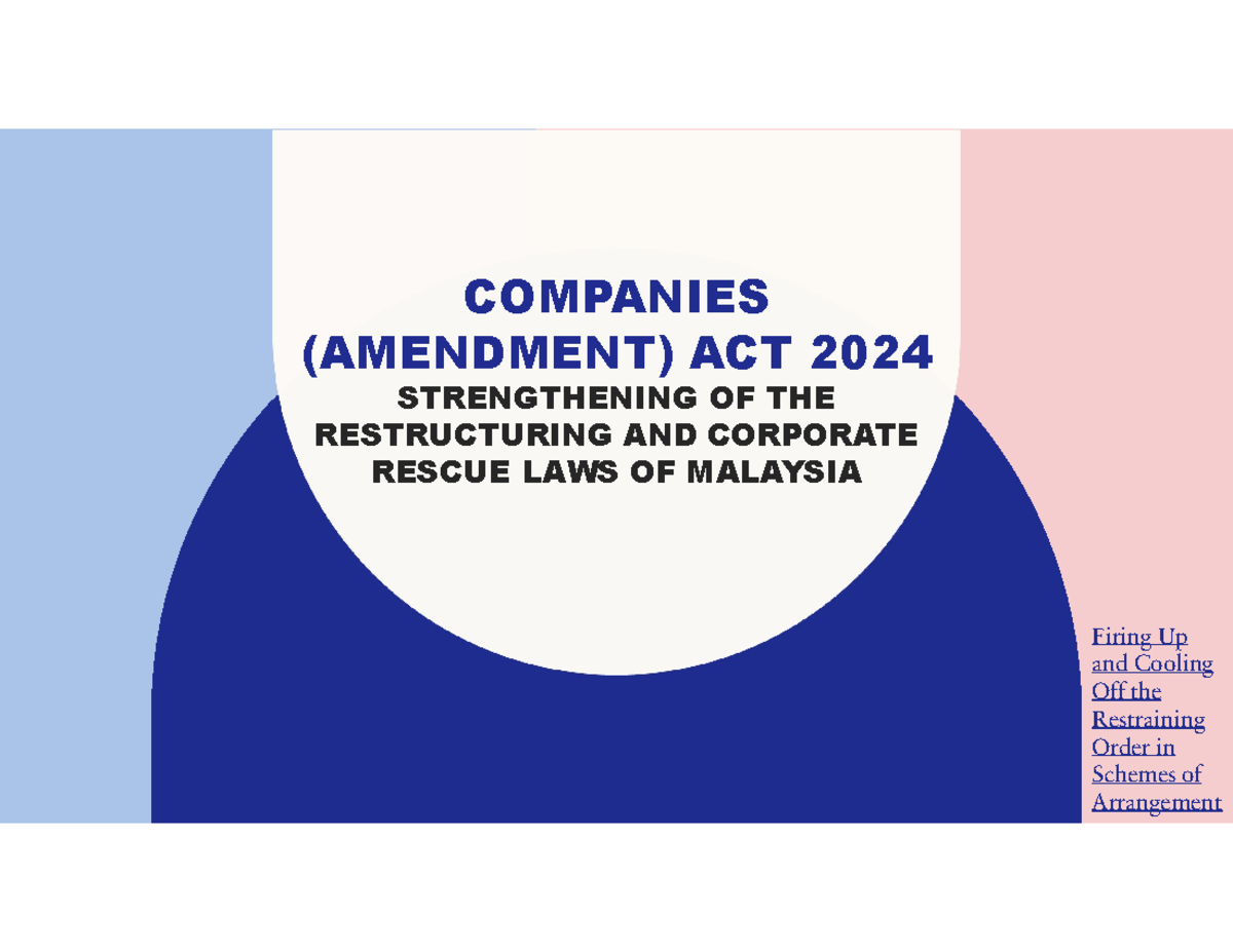 COMP 2024: Strengthening Restructuring & Corporate Rescue Laws - Studocu