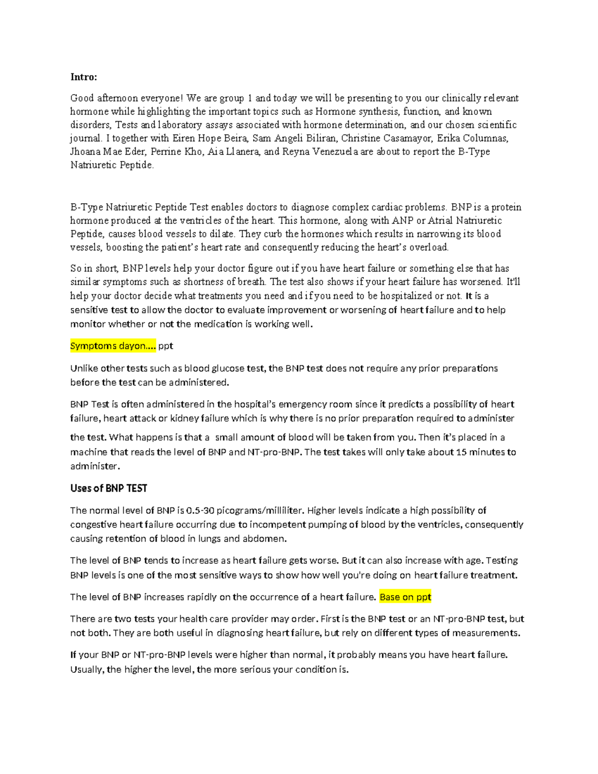 BNP Test Report Script: Insights on Cardiac Function and Disorders ...