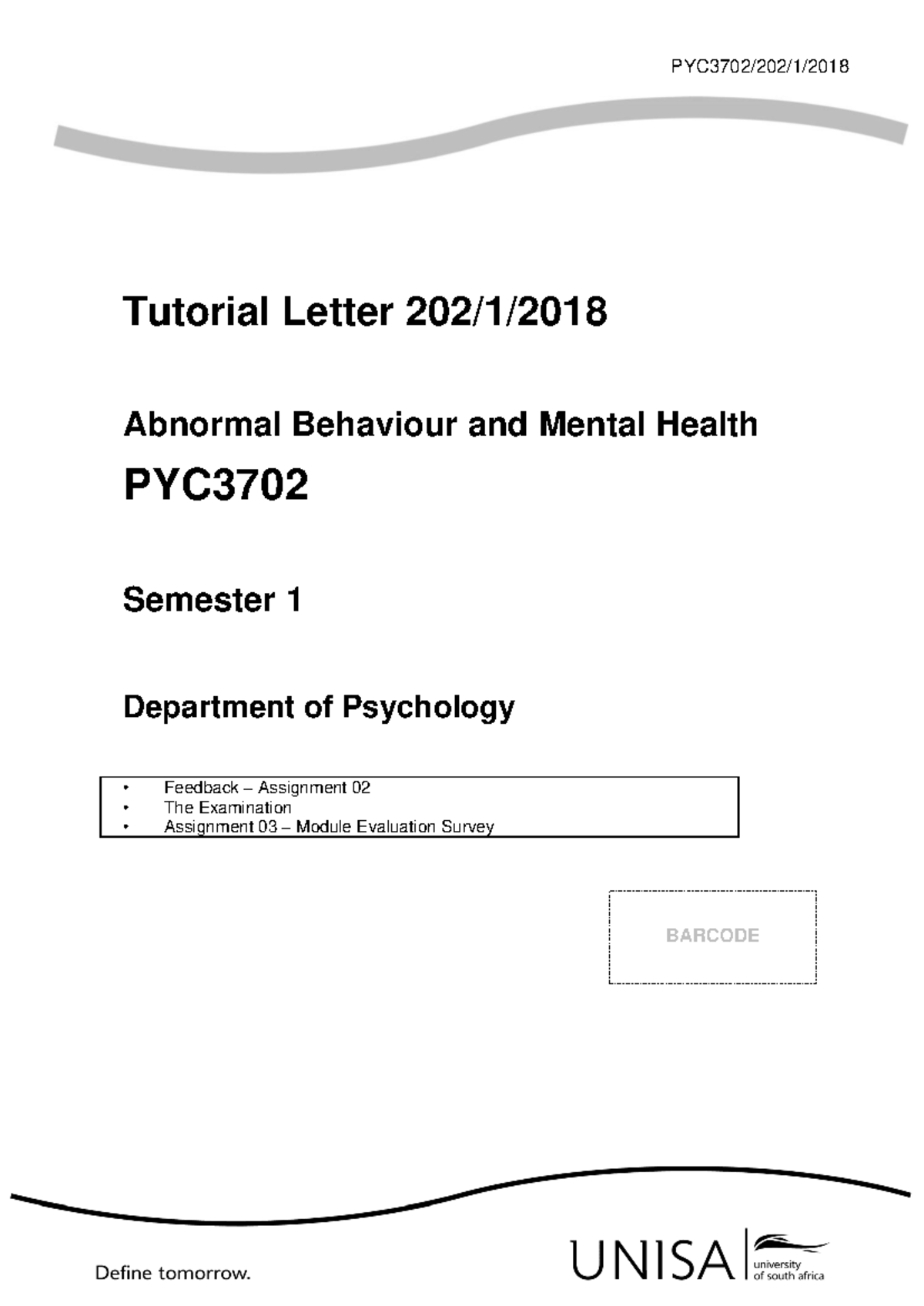 PYC3702 Assignment Feedback and Exam Preparation Notes - Studocu