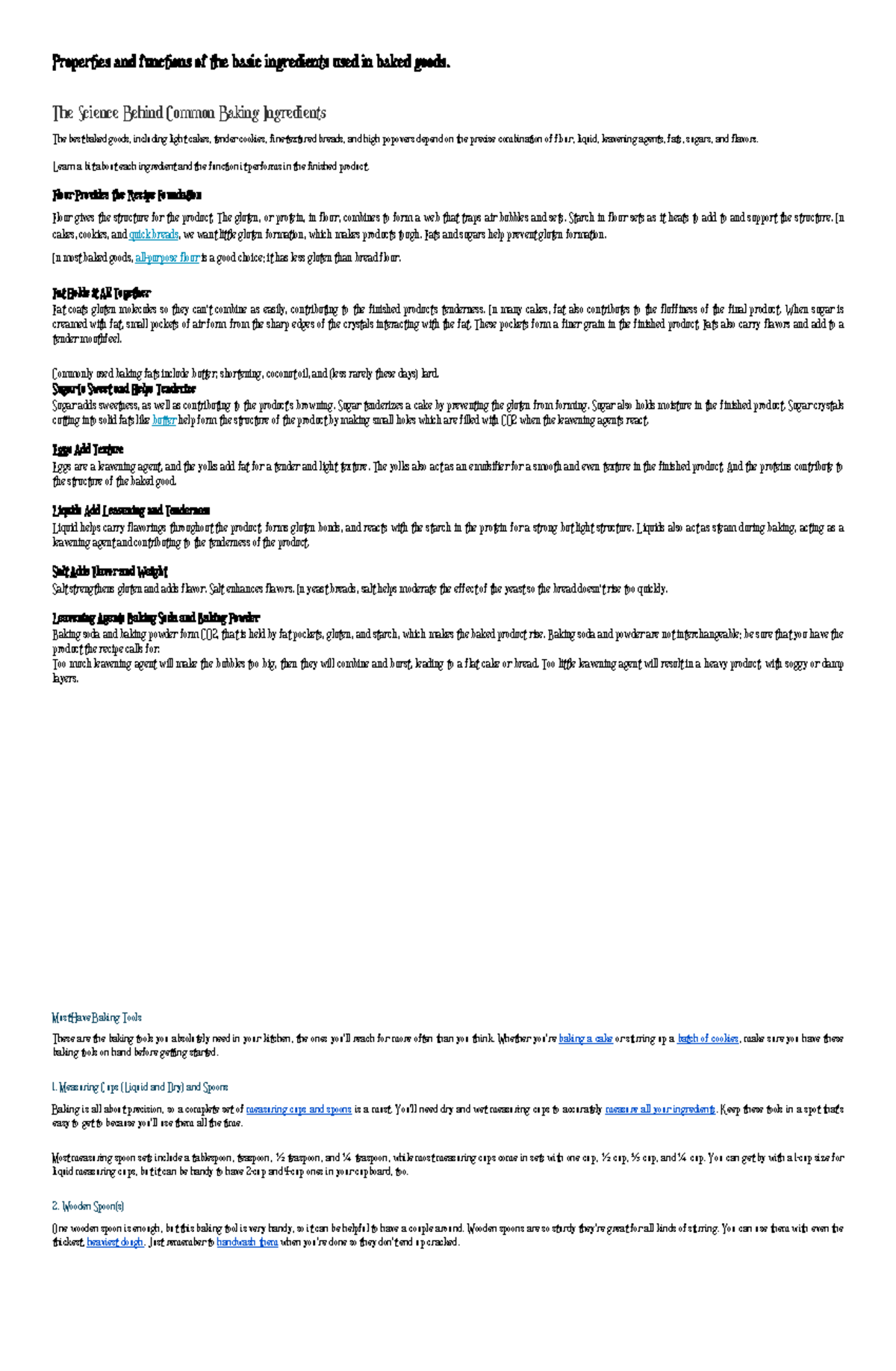 Baking-1 - Ingredient Properties & Functions for Perfect Baked Goods ...