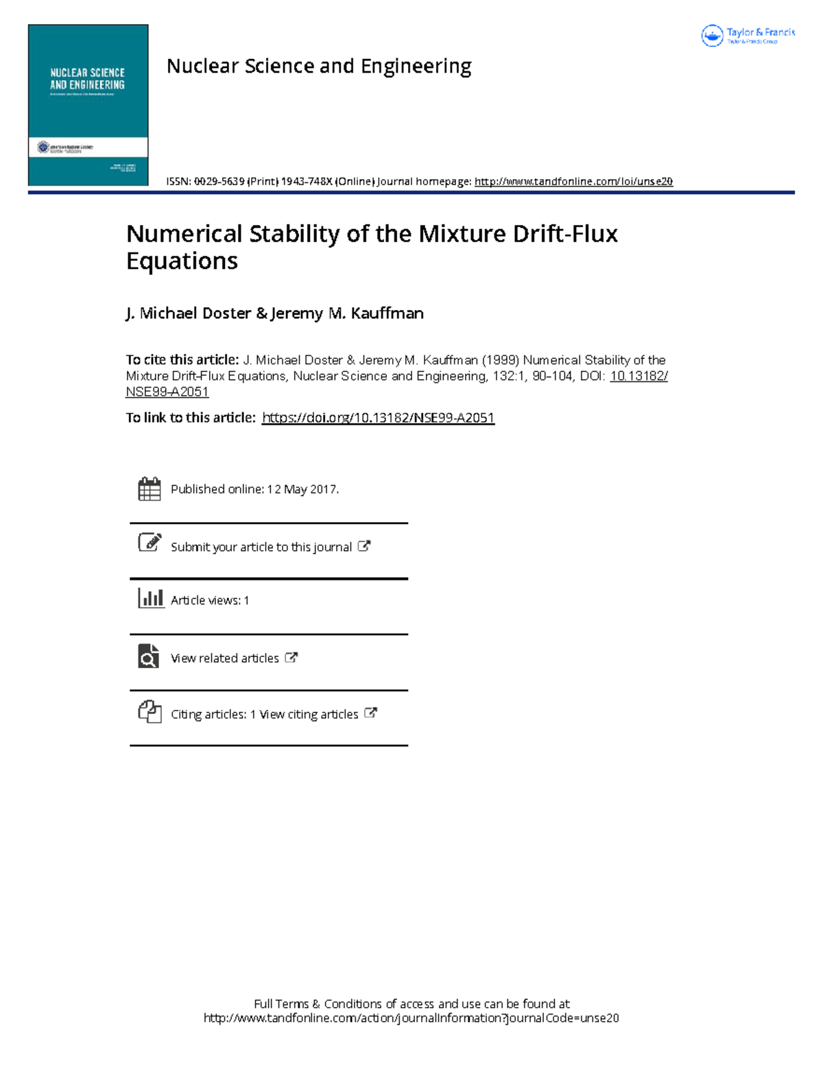 Numerical Stability of Mixture Equations in Nuclear Science (NSE 132 ...