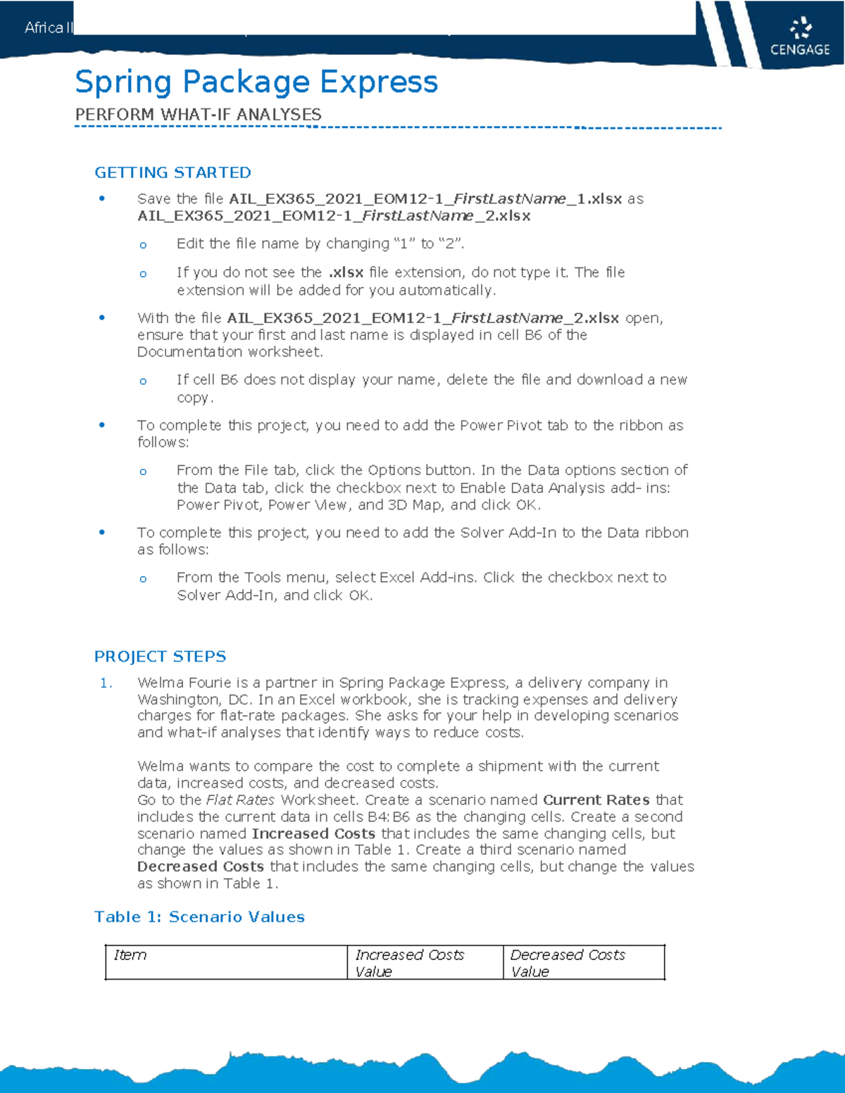 Africa Illustrated Excel Module 12: EOM Project 1 Instructions AIL ...
