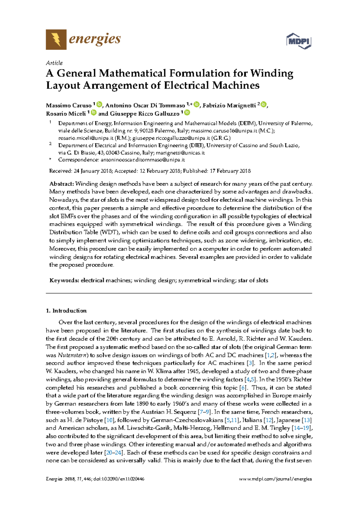General Math Formulation for Winding Arrangements in Electrical ...