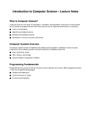 Computer Science - Study Notes, Assignments & Exams - Studocu