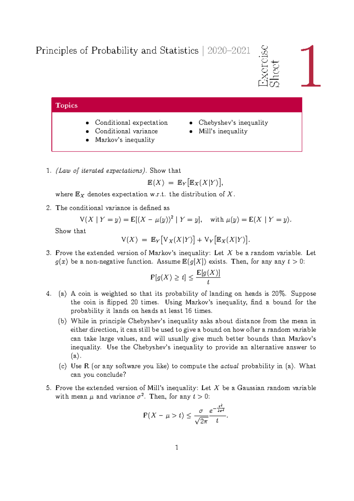 Probability & Stats (2020): Conditional Expectation Exercises - Studocu