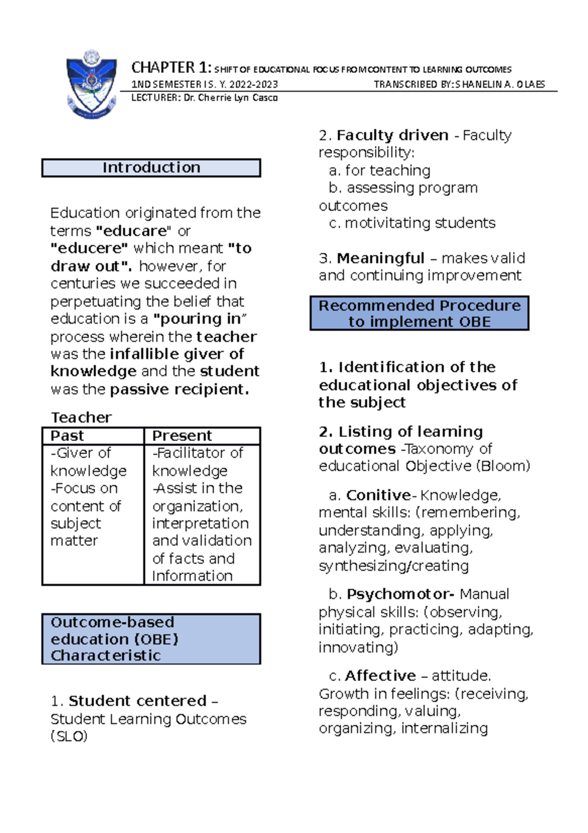 Assessment in Learning 1: Key Concepts and Techniques Review - Studocu