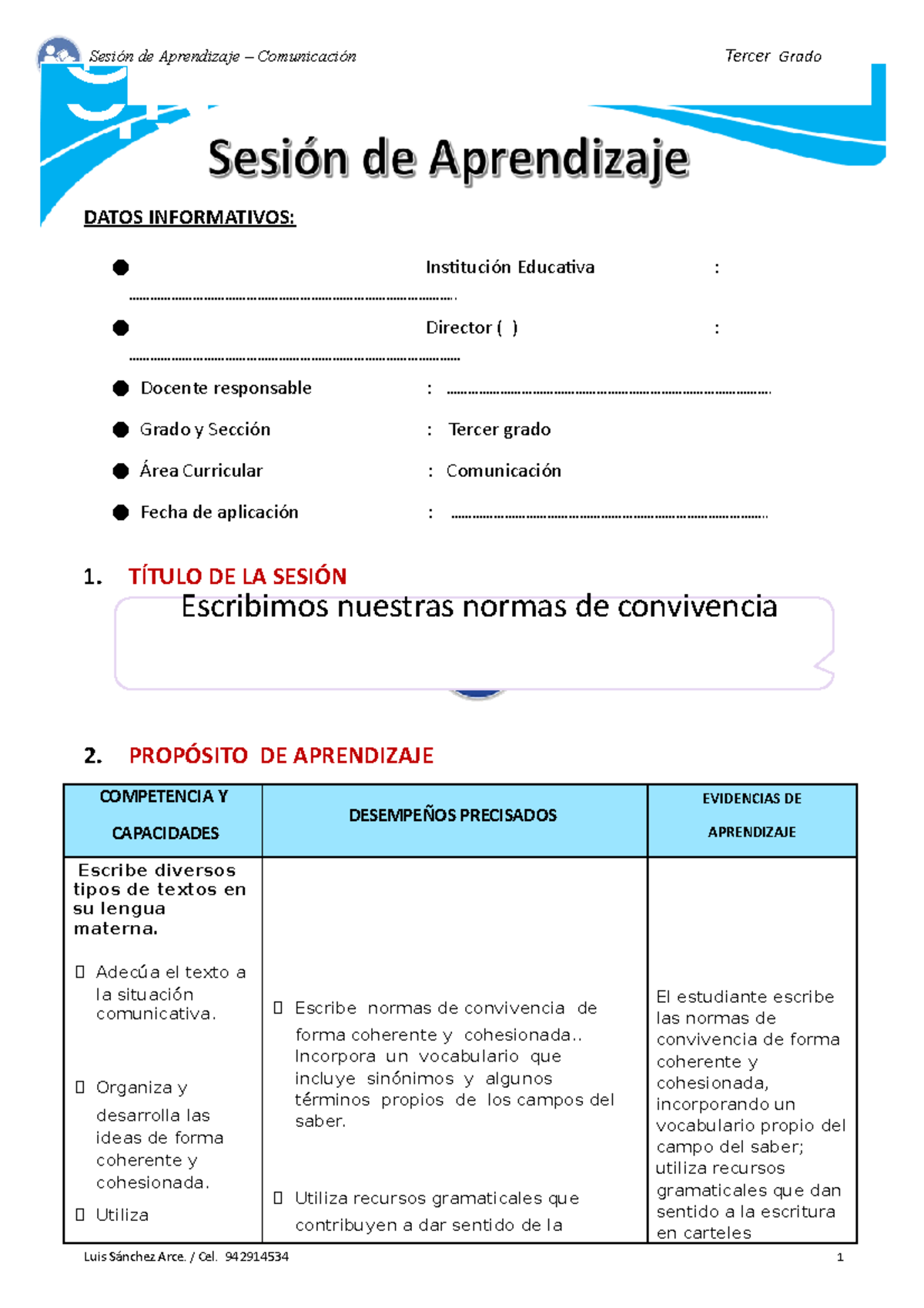3SES COM Escribimos nuestra normas de convivencia - DATOS INFORMATIVOS ...