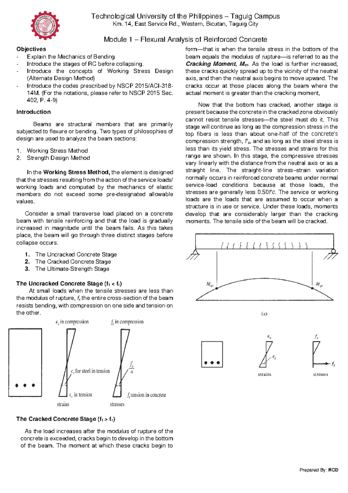 Module 1 - Flexural Analysis of Reinforced Concrete (RCD) - Studocu
