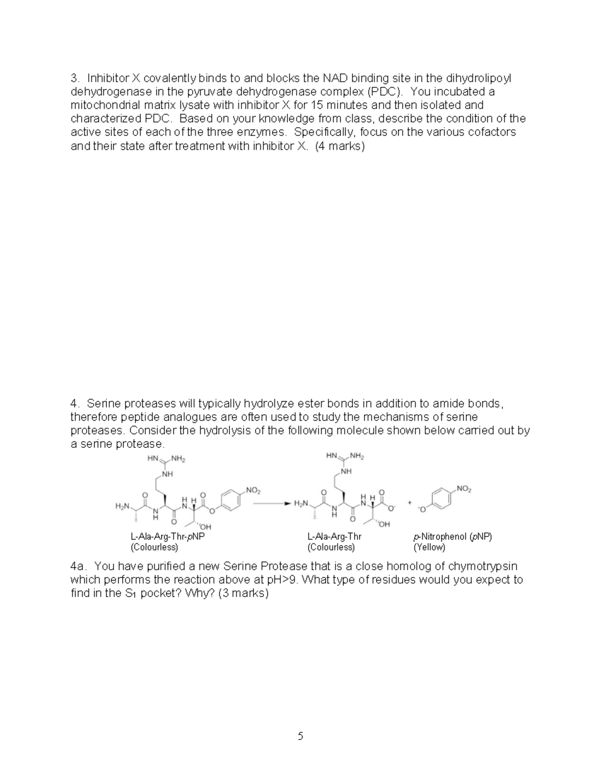 BIOC 20 - Inhibitor X Effects on PDC & Serine Protease Mechanisms - Studocu