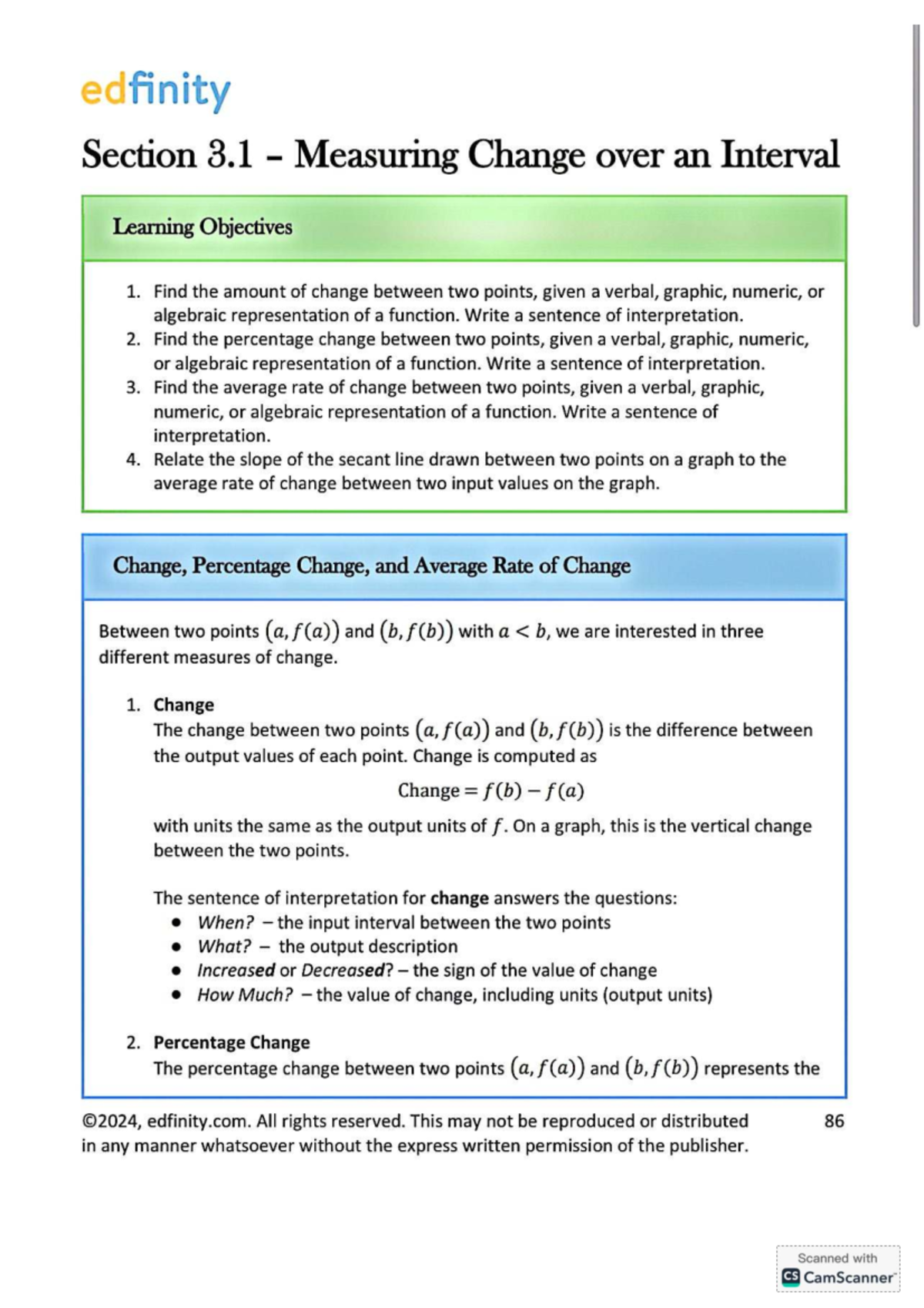 edfinity MATH 2-13-26: Measuring Change Over an Interval Notes - Studocu
