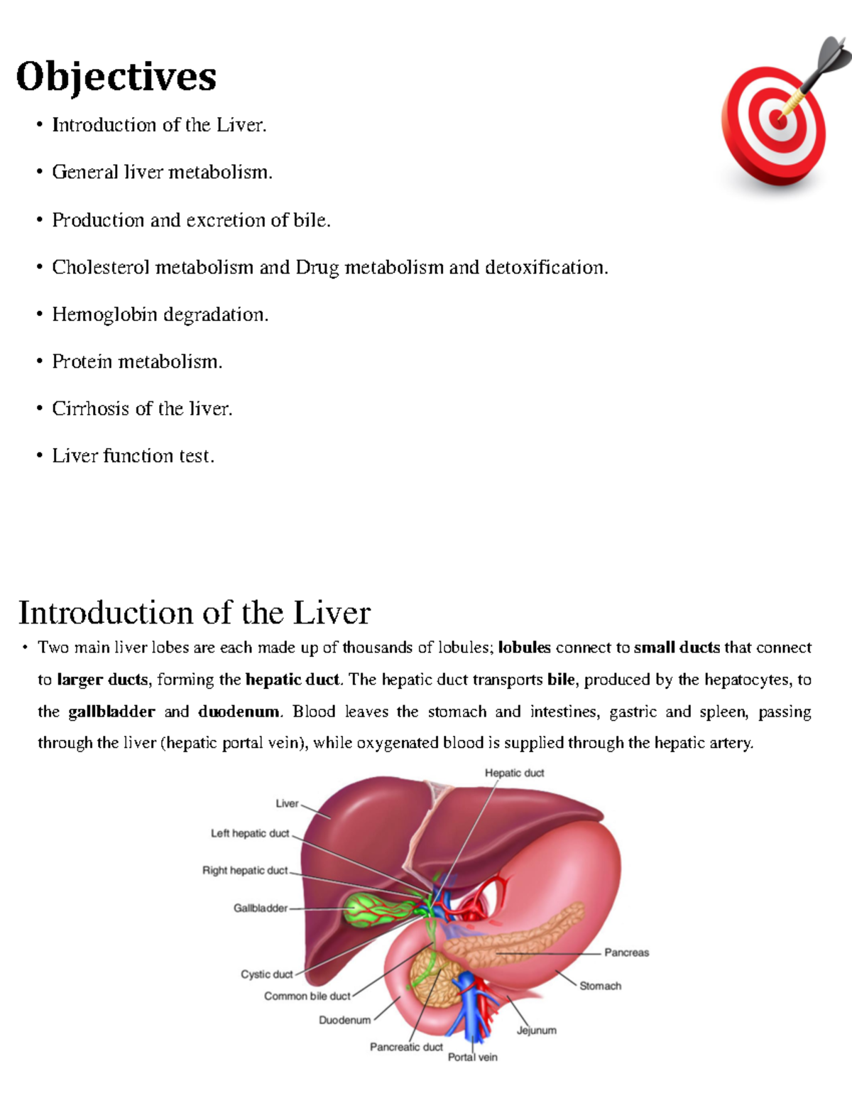 The Liver - Clinical Biochemistry - Objectives • Introduction of the ...
