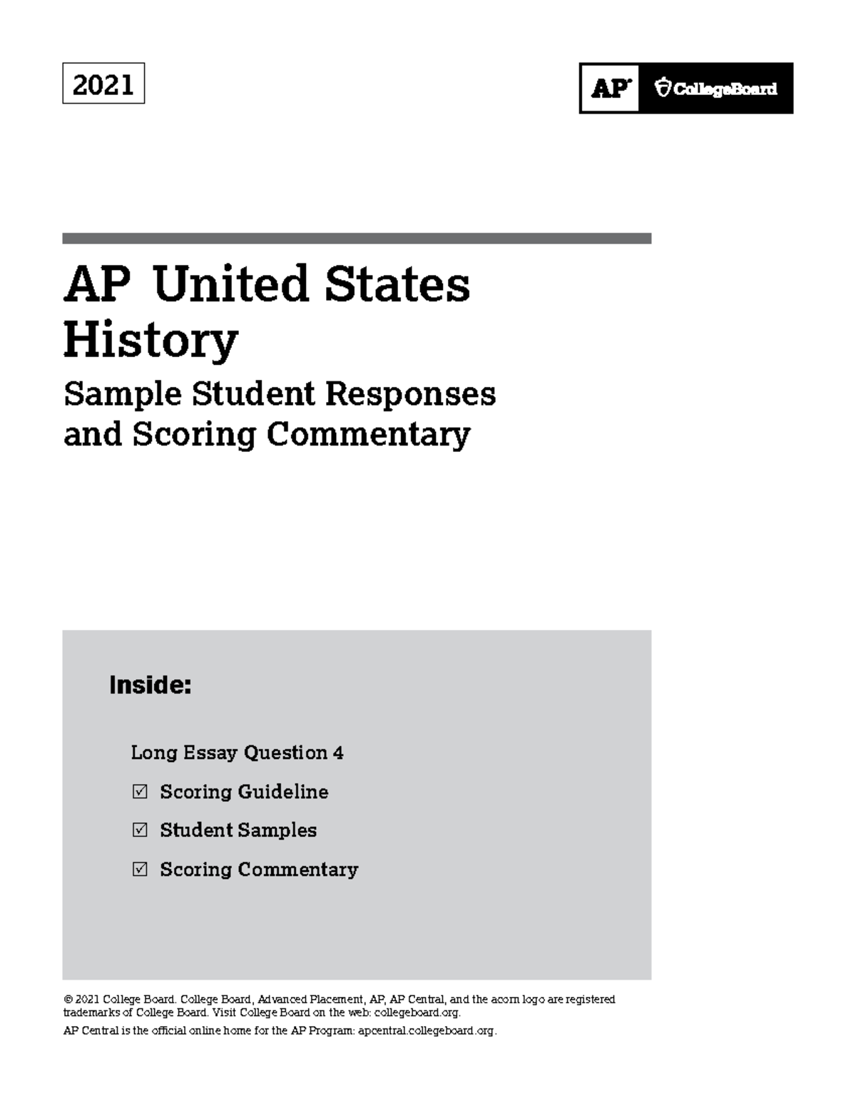 2021 AP U.S. History Long Essay Question 4 Responses: International ...