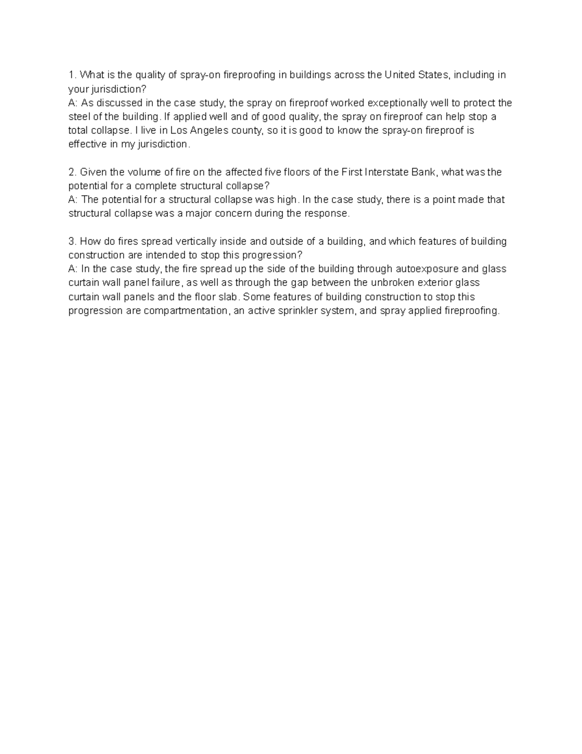 FIRE 4 CH.6 Case Study Notes on Spray-On Fireproofing & Collapse Risk ...