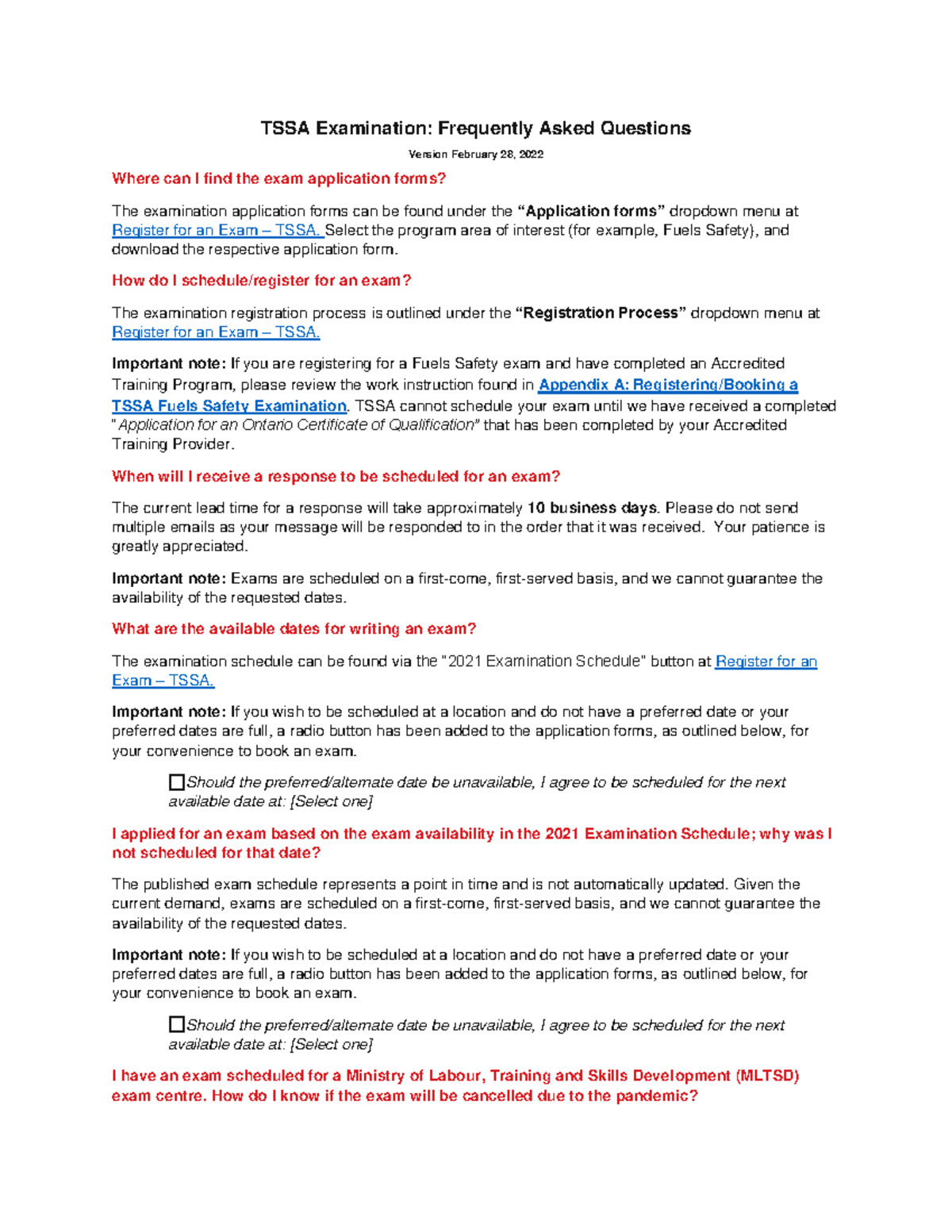 Cert and Exam FAQs 28 Feb 2022 - TSSA Examination: Frequently Asked ...