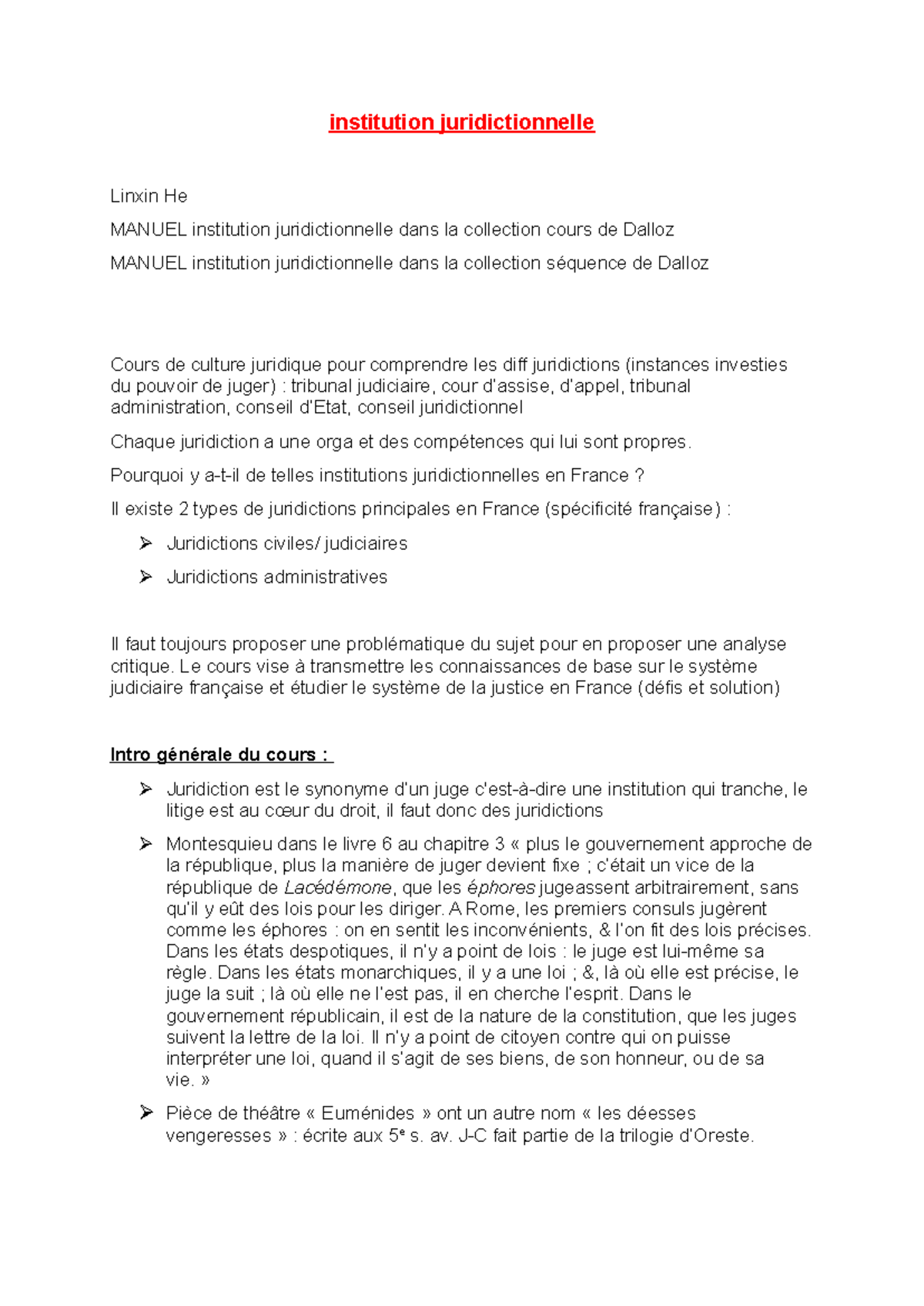 Cours de Droit: Institutions Juridictionnelles et Système Judiciaire ...