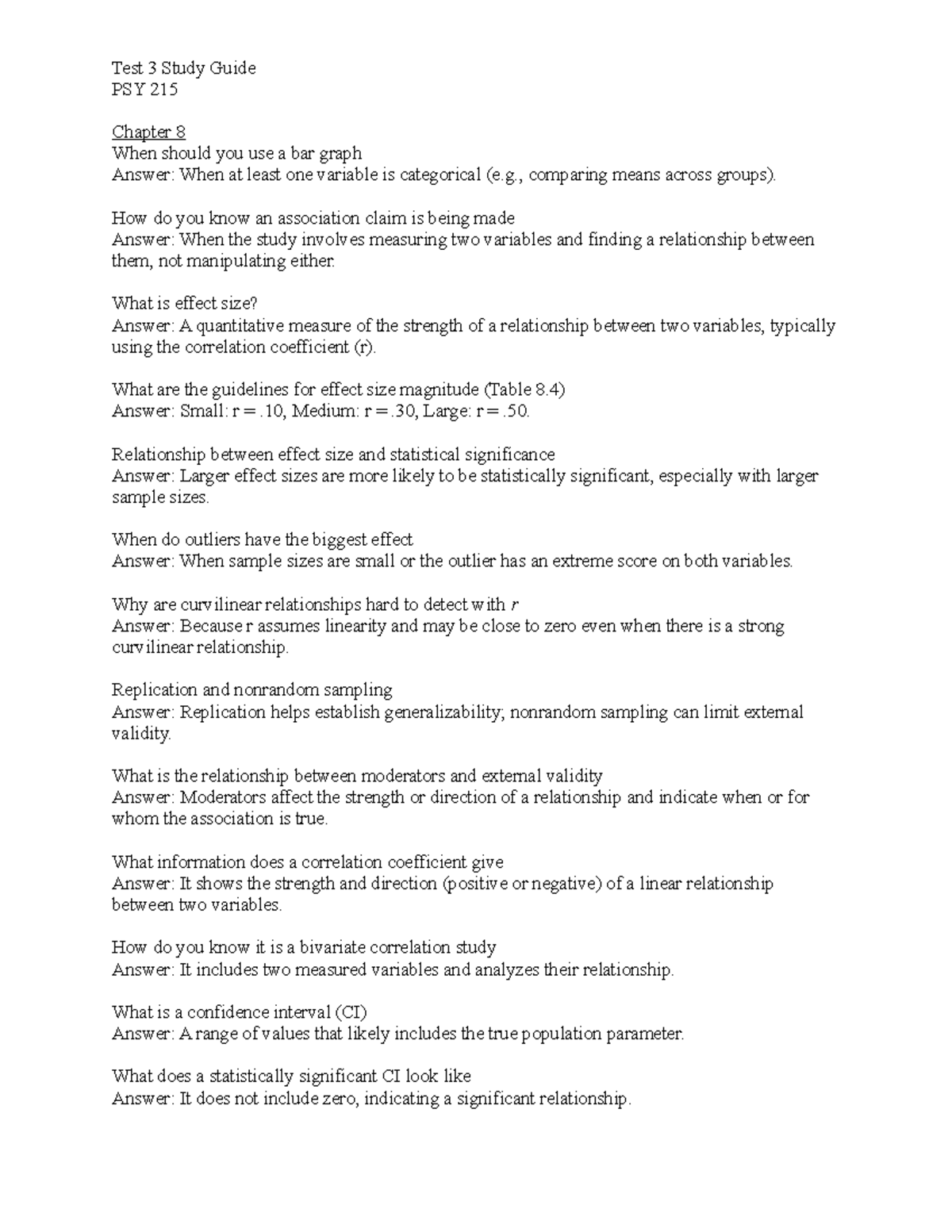 Test 3 Study Guide PSY 215: Key Concepts from Chapters 8-11 - Studocu