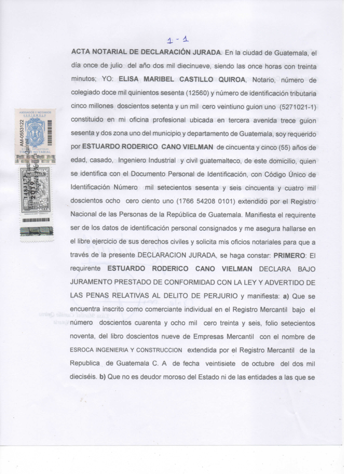 Acta Notarial de Declaración Jurada sobre Deuda del Estado - Studocu
