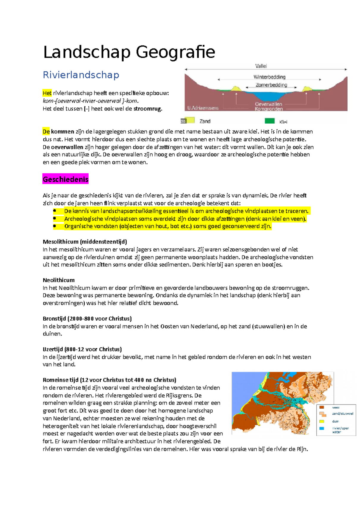 Rivierenlandschap en Bewoningsgeschiedenis (Aardrijkskunde) - Studeersnel