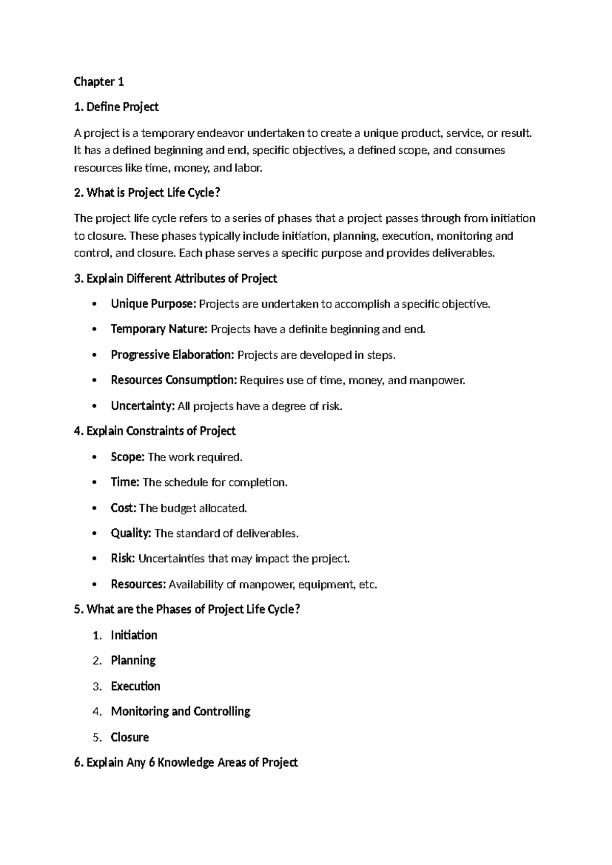 SPM - Chapter 1: Project Management Fundamentals and Life Cycle - Studocu