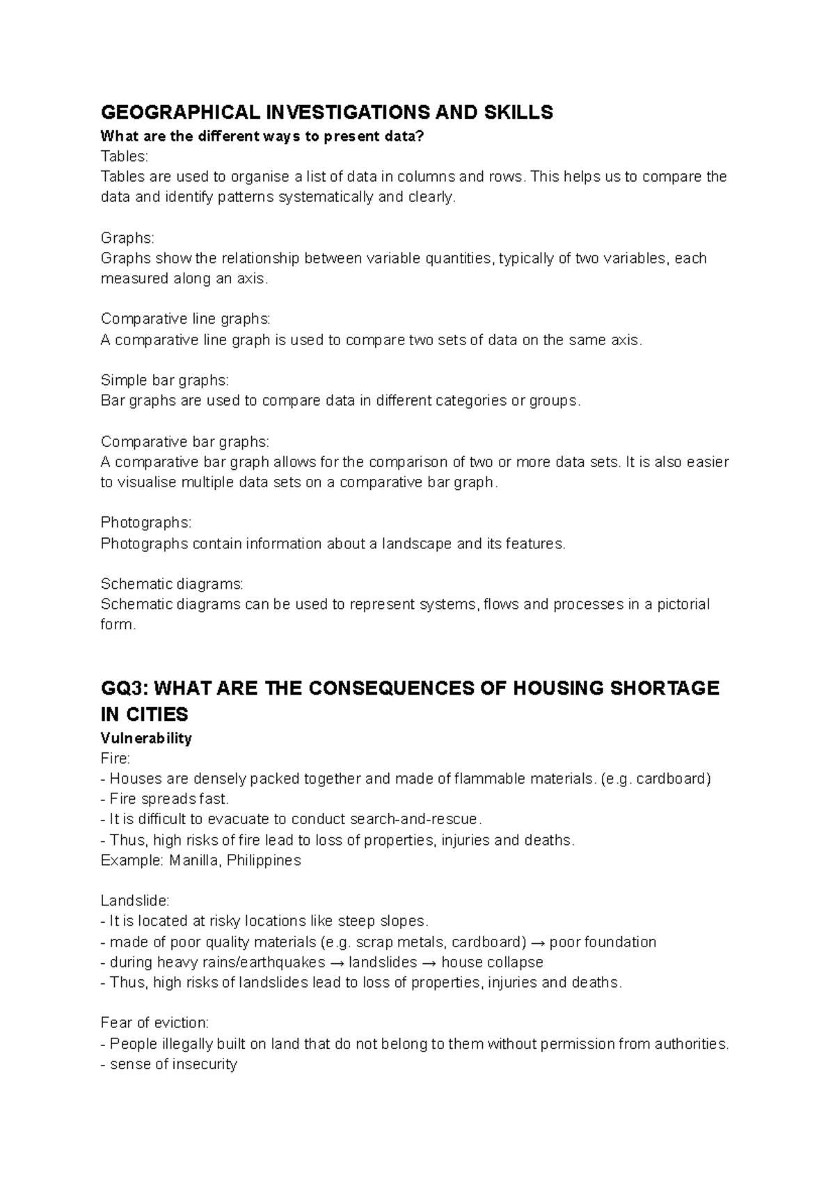 Geography Notes: Data Presentation & Urban Challenges (GEOG 101) - Studocu