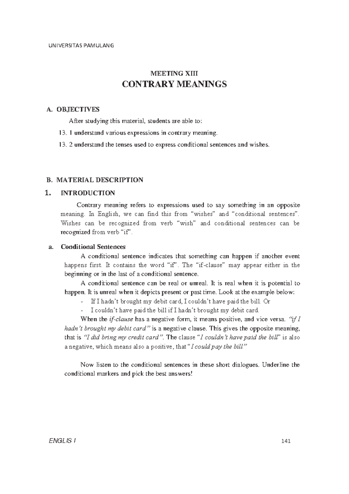 English 1 - Meeting 13: Understanding Contrary Meanings - Studocu