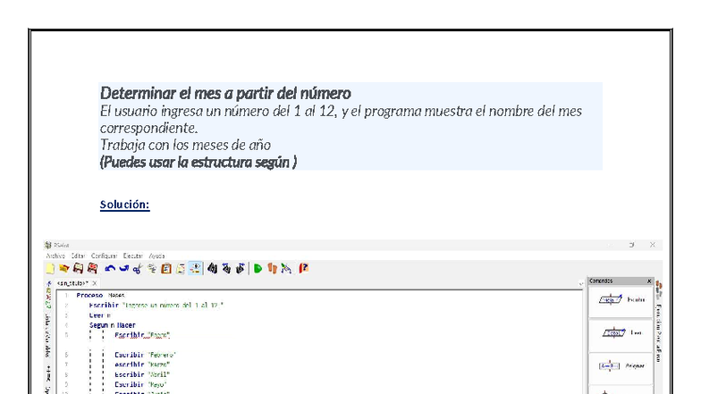 Ejercicio 1 - Algoritmo y Programacion - Determinar el mes a partir del ...