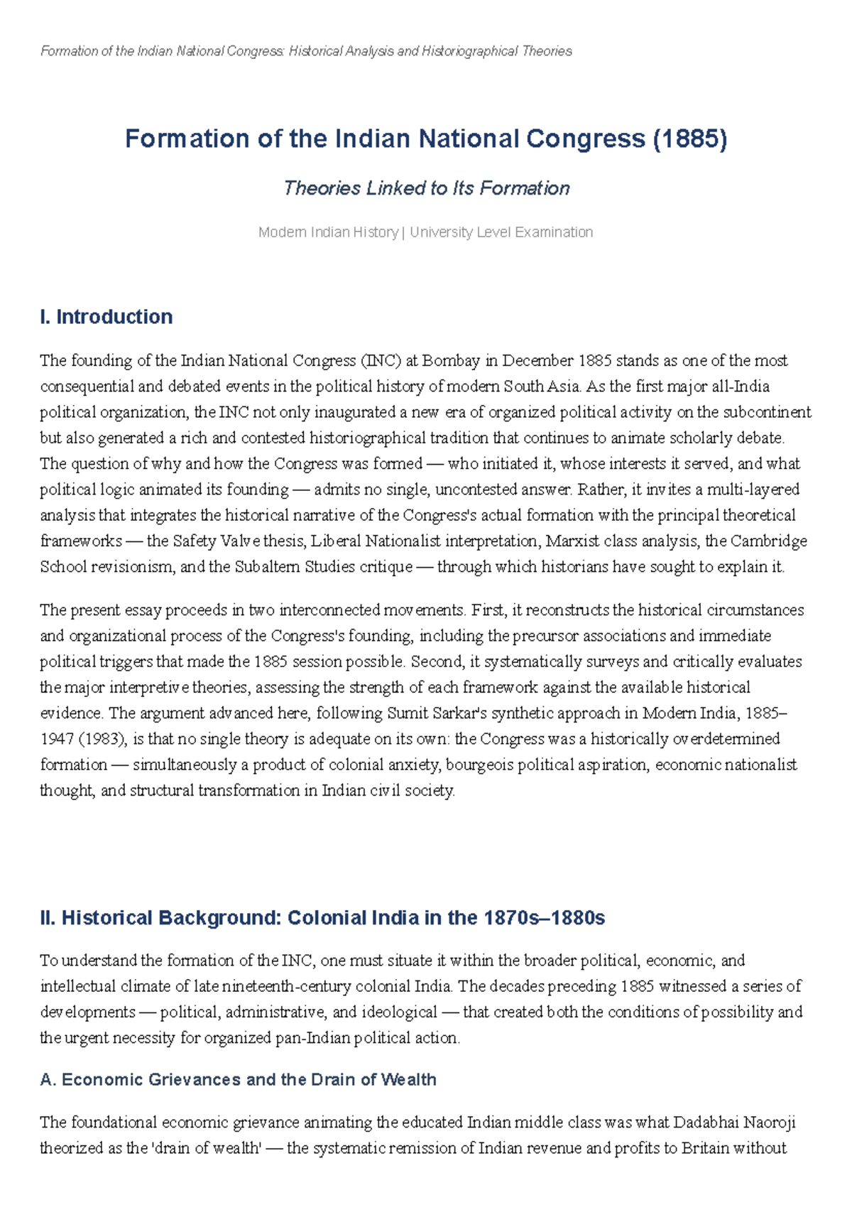 Formation of the Indian National Congress (1885): A Historical Analysis ...